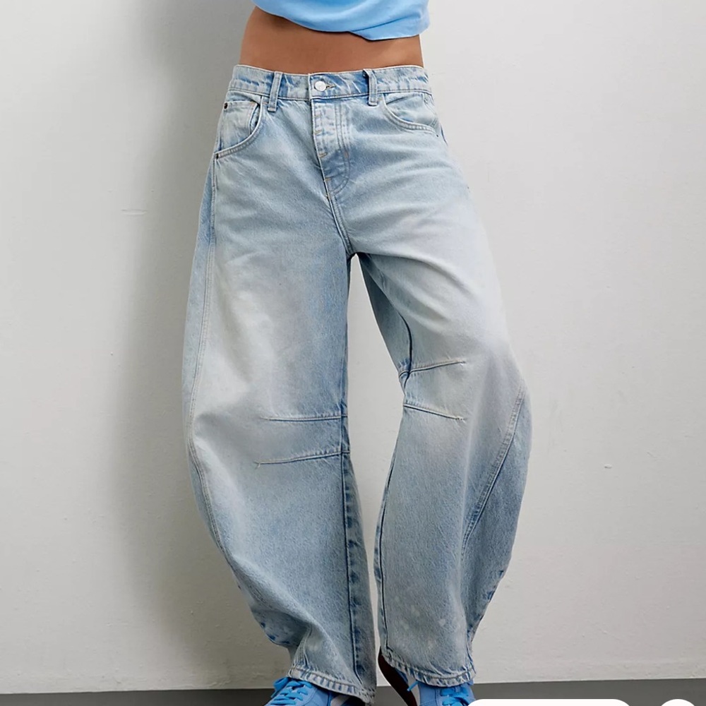 Free People We The Free Good Luck Mid-Rise Barrel Jeans